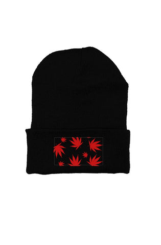 Leaf print beanie (red) 