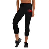 Black Yoga Capri Leggings (Red Logo)