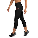 Black Yoga Capri Leggings (Red Logo)