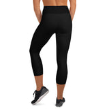 Black Yoga Capri Leggings (Red Logo)